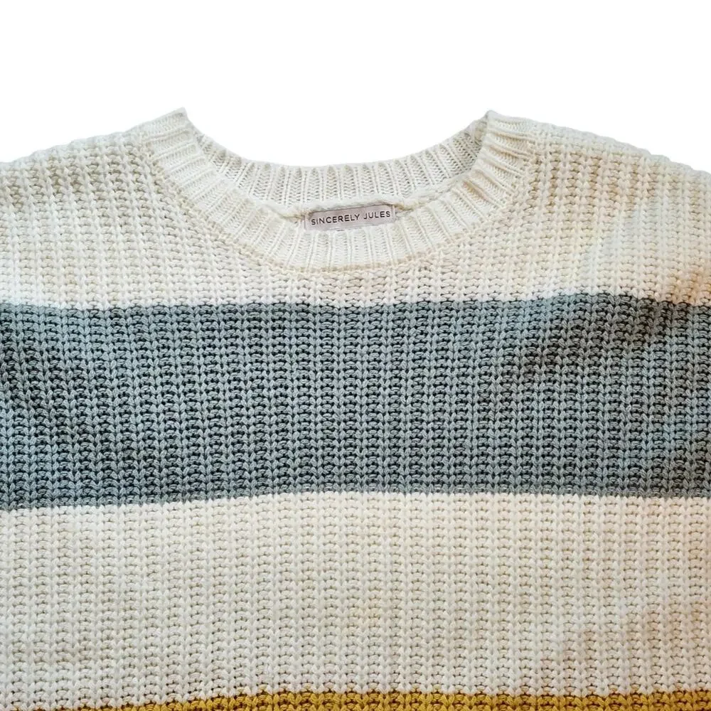 Sincerely Jules Womens Pullover Crop Sweater Size XS Colorblock Boxy Oversized